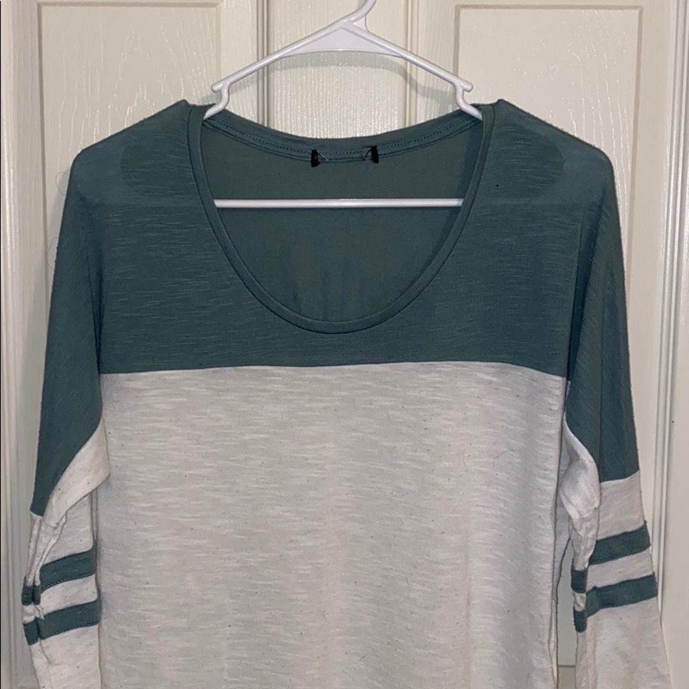 White and green long sleeve